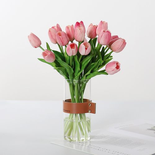 购客仿真郁金香家居假花插花装 饰干花束花瓶套装 摆设客厅餐桌花艺