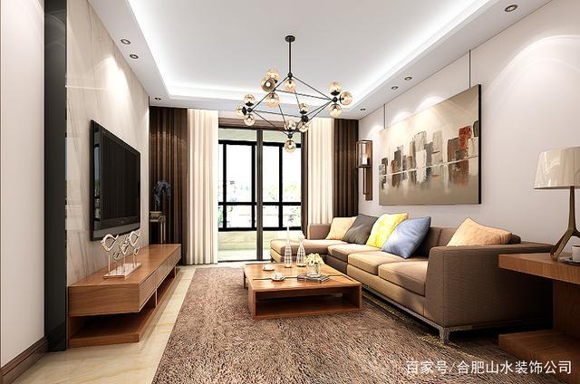 现代风格两居室客厅装修效果图片-合肥巴黎春天80-90平米户型案例