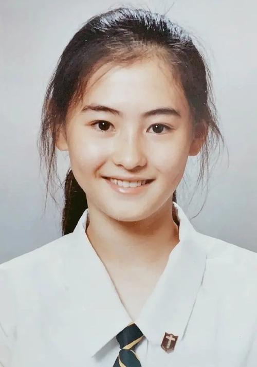 张柏芝的素颜证件照好清秀,张柏芝穿着校服,刘海有点乱.