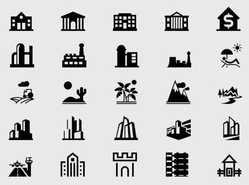 城市建筑地标 工厂 企业 世界著名建筑地标icon图标源