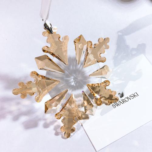 施华洛世奇水晶20新款金色树叶圣诞大雪花车挂件5535541新车礼物