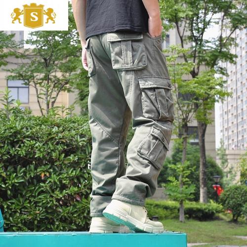 suntek冬季加绒加厚工装裤男装多口袋军裤韩版潮流大码休闲运动宽松