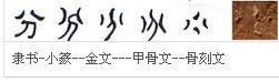分 -      基本信息   隶书-小篆--金文---甲骨文--骨刻文  分字