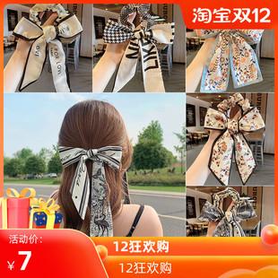 薄款蝴蝶结大肠发圈丝带扎头发绳头饰皮筋丝巾发带女绑发头绳夏季