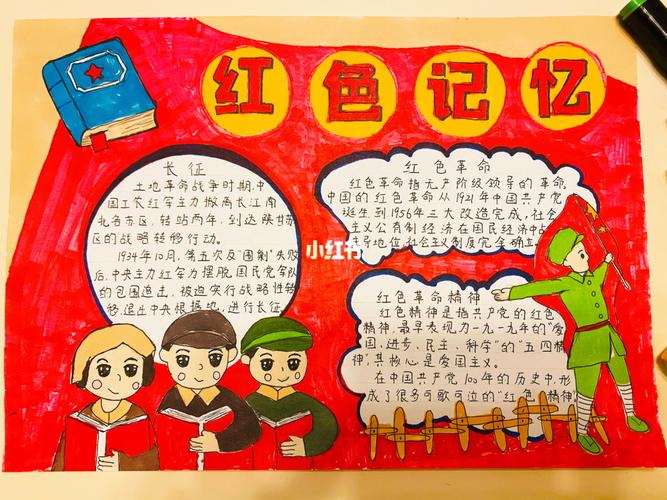 红色记忆爱国精神长征国庆手抄报_历史_手抄报_民族_学习_线稿_文化