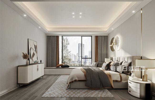 复地君屿墅现代轻奢风格别墅-卧室装修效果图