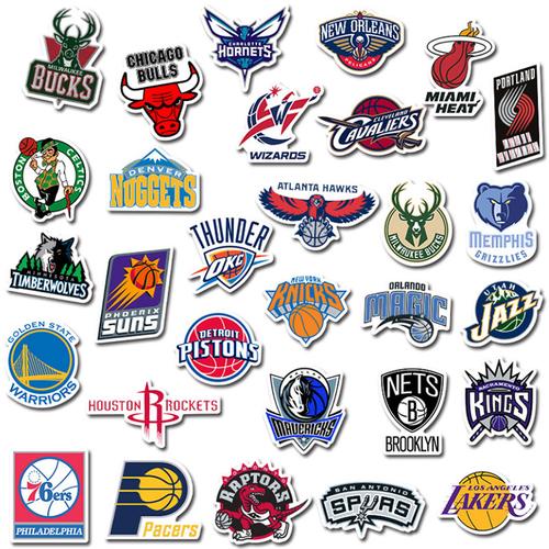 32张nba篮球队徽贴纸水杯滑板行李箱笔记本涂鸦个性防水新品贴纸