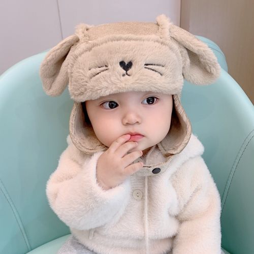 宝宝帽子秋冬可爱超萌婴儿护耳帽男女童儿童加绒保暖婴幼儿雷锋帽
