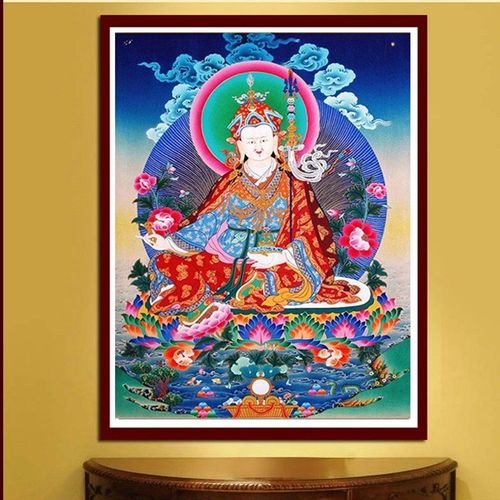 客厅走廊菩萨十字绣佛像钻石大士莲花生