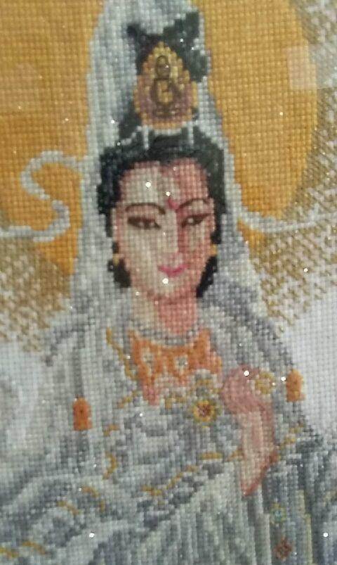 纯手工绣制滴水观音十字绣无错针