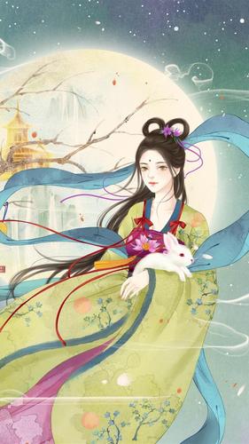 古风少女插画,纯净的色彩以及利落的线条,勾勒出令人心醉的人物