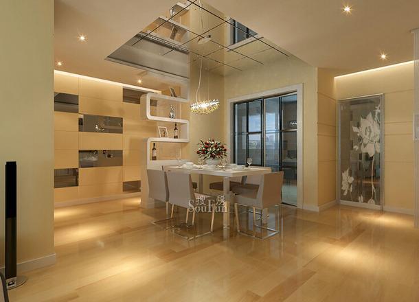 新风格餐厅工艺玻璃背景墙装修效果图新风格餐台图片