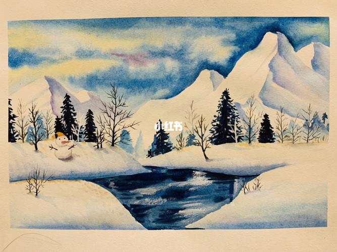 水彩画|雪景_水彩画_雪景_水彩_素描_文化_绘画
