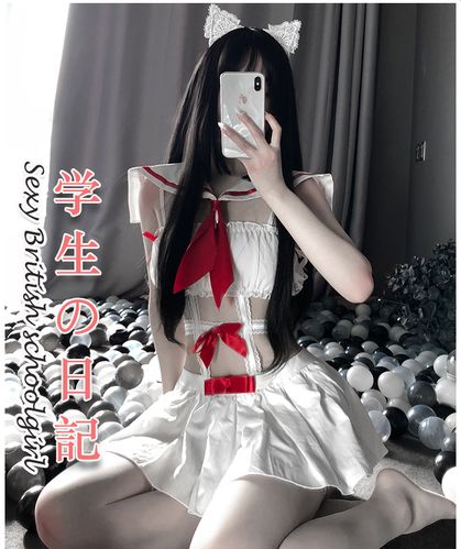 情趣性感内衣女极度诱惑萝莉水手服可爱学生装制服丝袜套装 白3件套