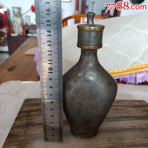 清代锡镶铜倒流酒壶全品如图包老保真