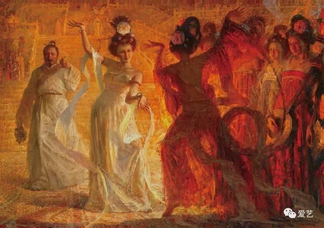 《李白与贵妃》油画 246x173cm