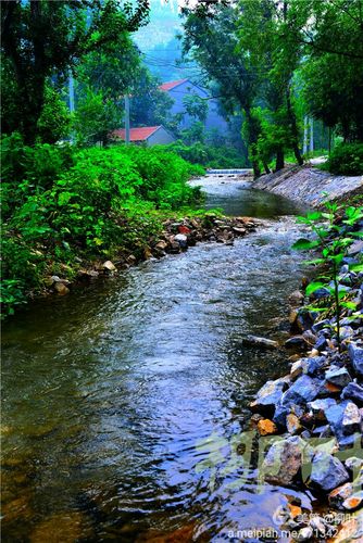 溪水潺潺,清澈见底.