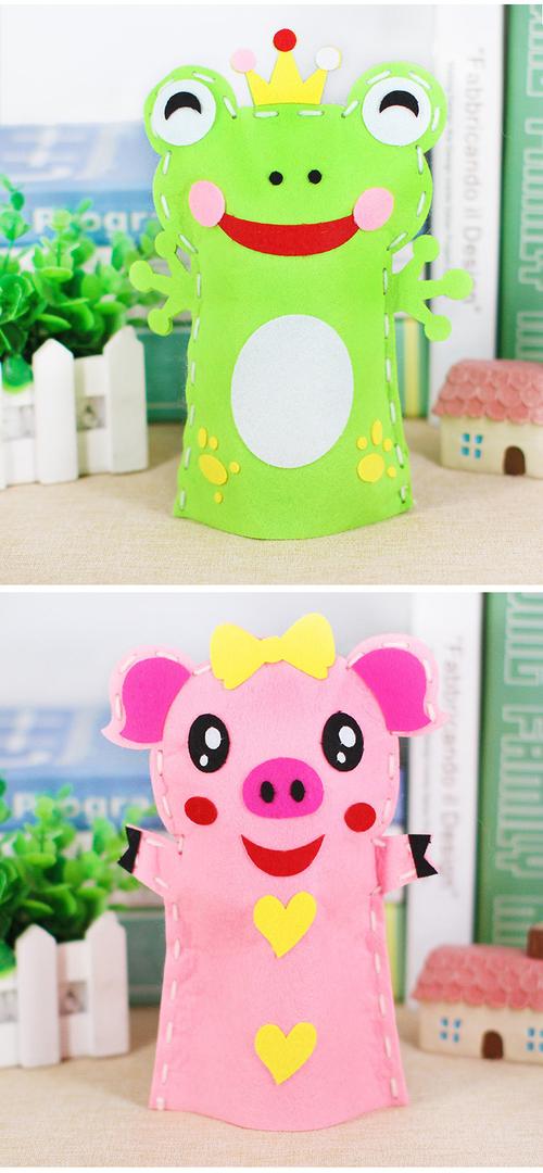 圣诞节儿童布艺手偶diy不织布手工制作材料包卡通创意益智玩具