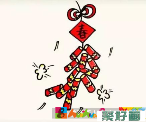 儿童画鞭炮怎么画