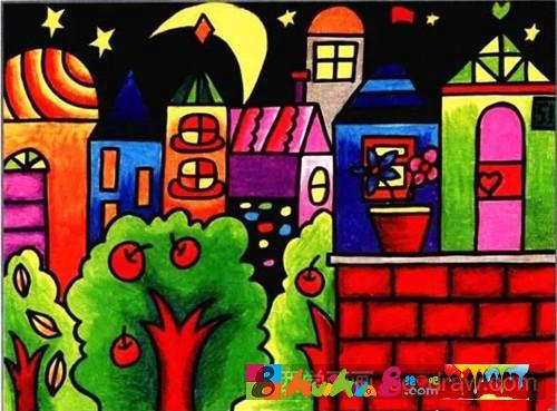 step 4,将天空涂上黑色,一定要仔细地涂以避免把画面其他部位弄黑.