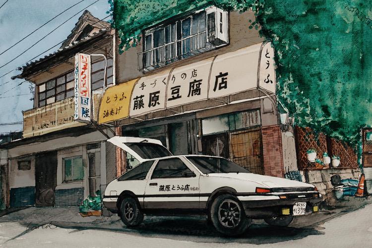 丰田ae86 trueno,日产gt-r,头文字d中的秋名山车神,都
