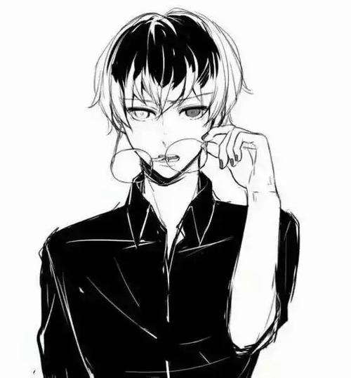 二次元动漫男头黑白酷酷.