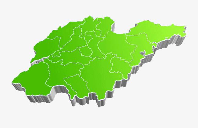 绿色立体山东地图
