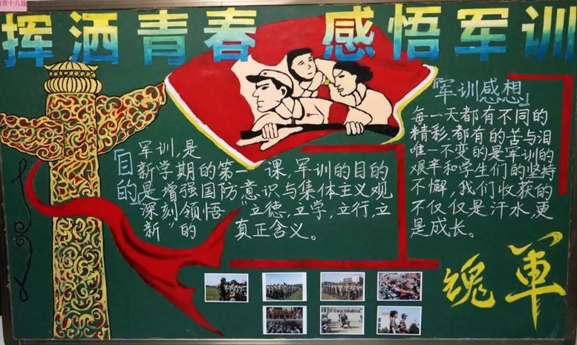 军训黑板报图片素材,关于军训的黑板报内容资料