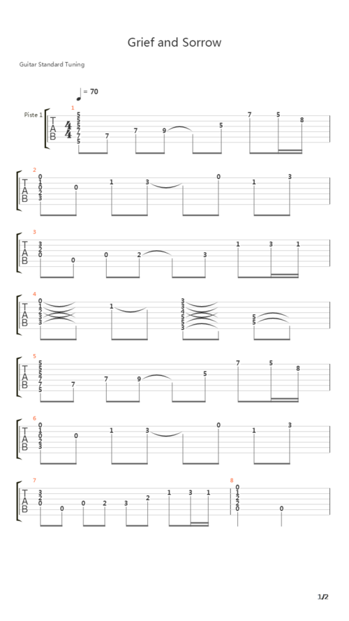 火影忍者 - 哀と愁(grief and sorrow)吉他谱