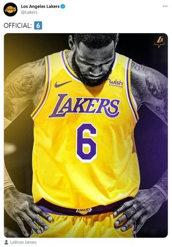 湖人官宣詹姆斯改穿6号本人转发并评论666