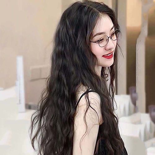 假发女网红长发中分玉米烫长卷发自然逼真羊毛卷圆脸