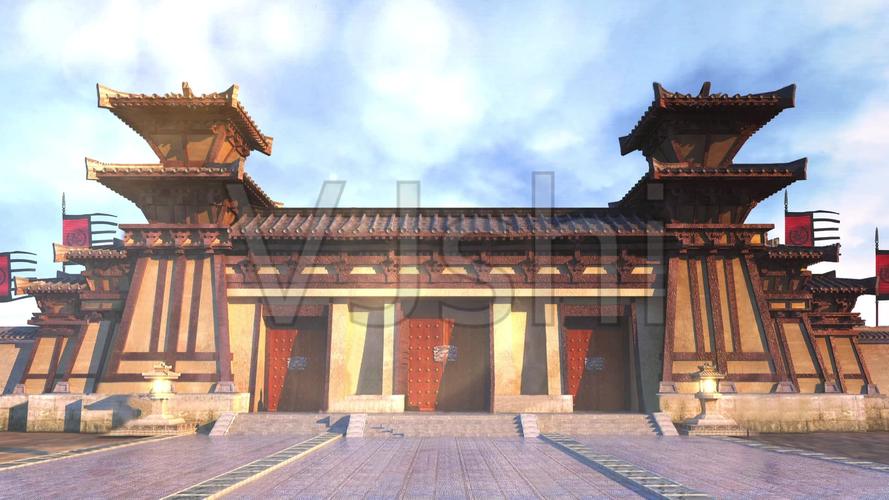 古代中式秦汉古建筑城门