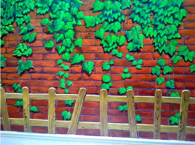 手绘墙画 爬山虎