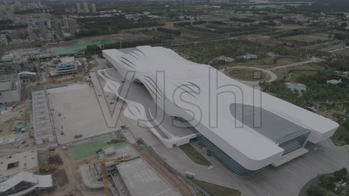 廊坊文化艺术中心航拍实拍素材_3840x2160_高清视频