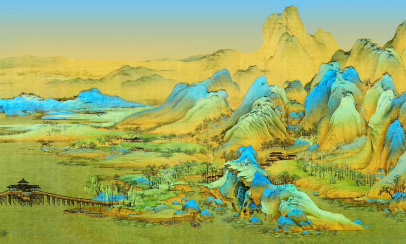 4k-十大名画千里江山图北宋王希孟_3840x2160_高清视频素材下载(编号