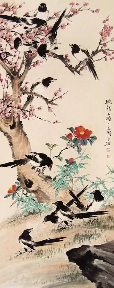 齐白石《喜鹊红梅》 齐白石 陈半丁《喜上眉梢》 孙其峰《报喜图》