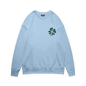 宋亚轩同款四叶草印花卫衣女雾霾蓝百搭上衣外套小众设计感衣服bf