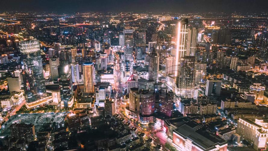 4k无锡城市夜景航拍延时摄影全景
