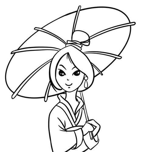 花木兰描边线稿