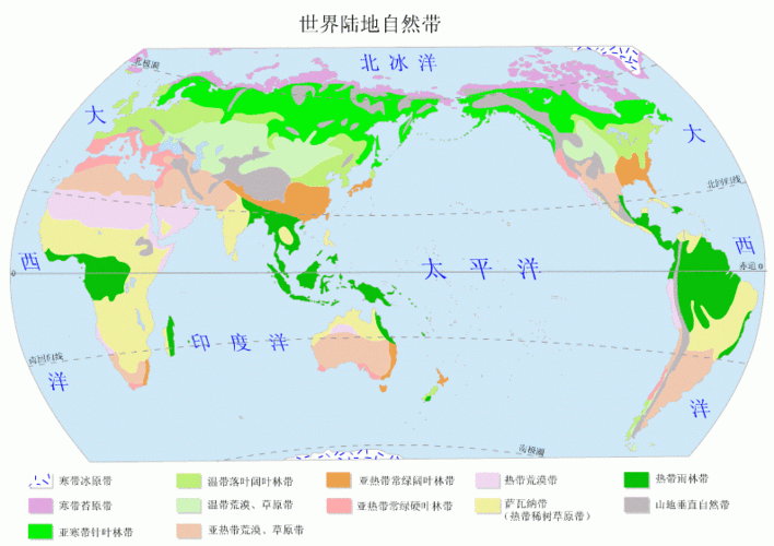陆地自然带指自然地理现象在地球表面的带状分布.
