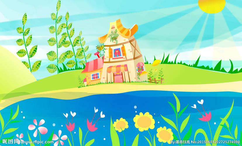 卡通风景移门设计图__风景漫画_动漫动画_设计图库_昵