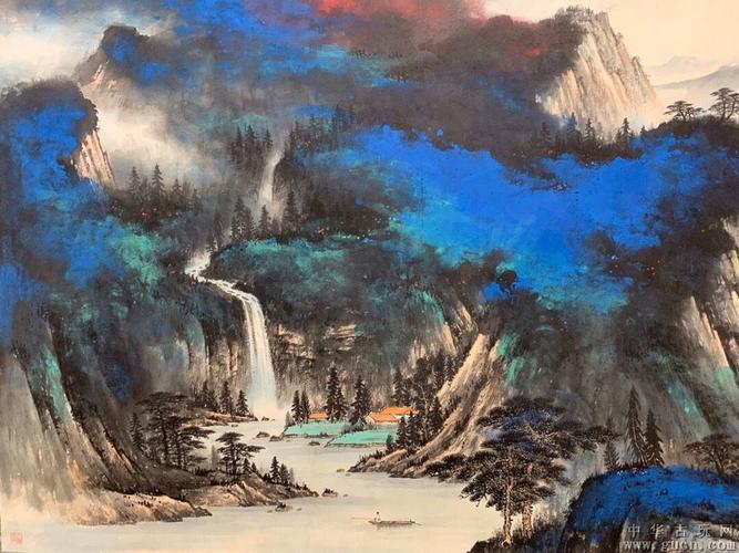 张大千墨彩山水画片