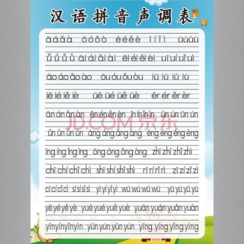 字母表声母韵母整体认读音节乘法表挂图画旭泽 x61-汉语拼音声调表 30