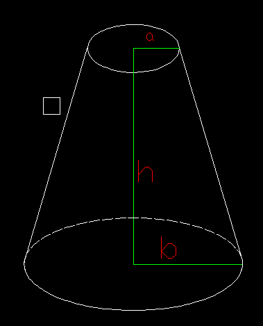 已知圆锥台的上面圆的半径为a,下面圆的半径为b高为h,求该展开图用cad