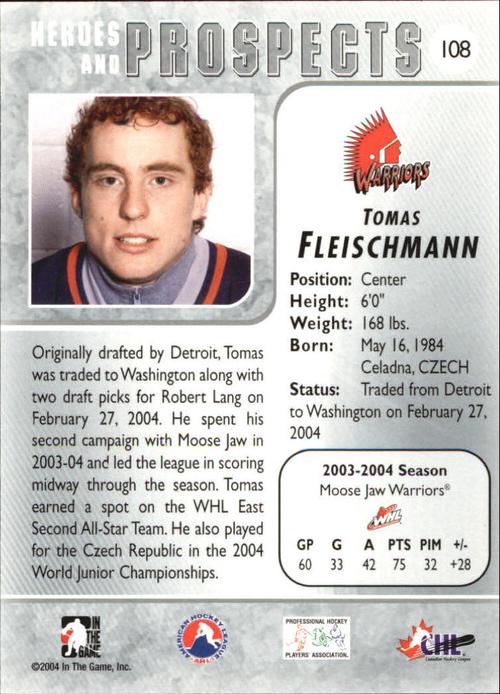 2004-05 itg heroes and prospects #108 tomas fleischmann