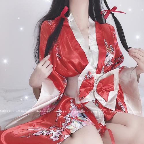 日式情人撩汉改良和服红色性感睡袍温泉温泉浴cosplay