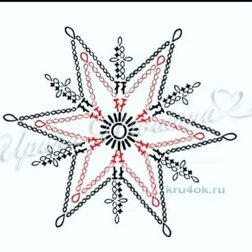 钩针图解|雪花型花片