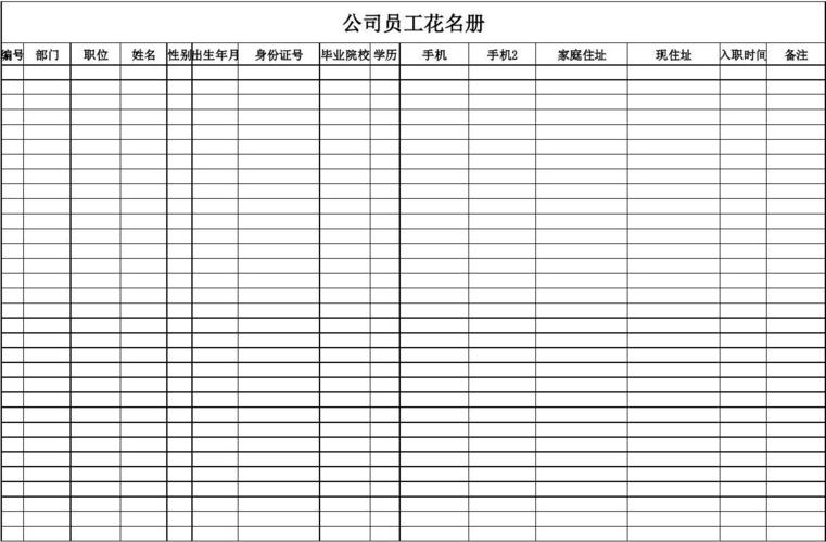 员工花名册表格