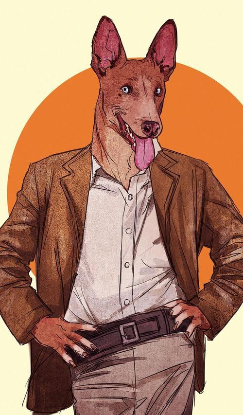 动物拟人化系列插画作品