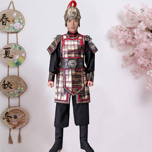 古装盔甲男古代将军士兵小兵服小将服装将士服装舞台演出服装戏服